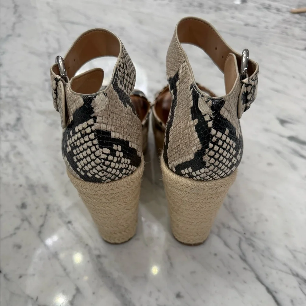 NEW Nine West Snakeskin Black and Cream Wedges Size 7 - Picture 4 of 5